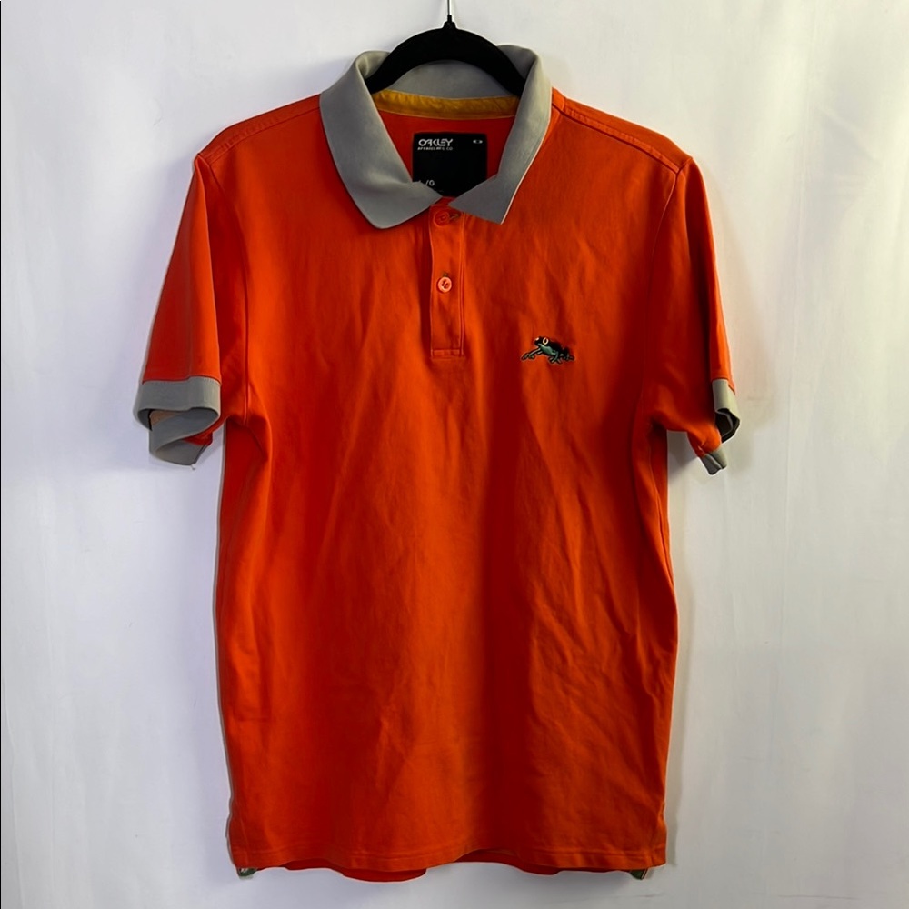 OAKLEY Orange and Gray Polo Shirt Classic Design casual y2k tee